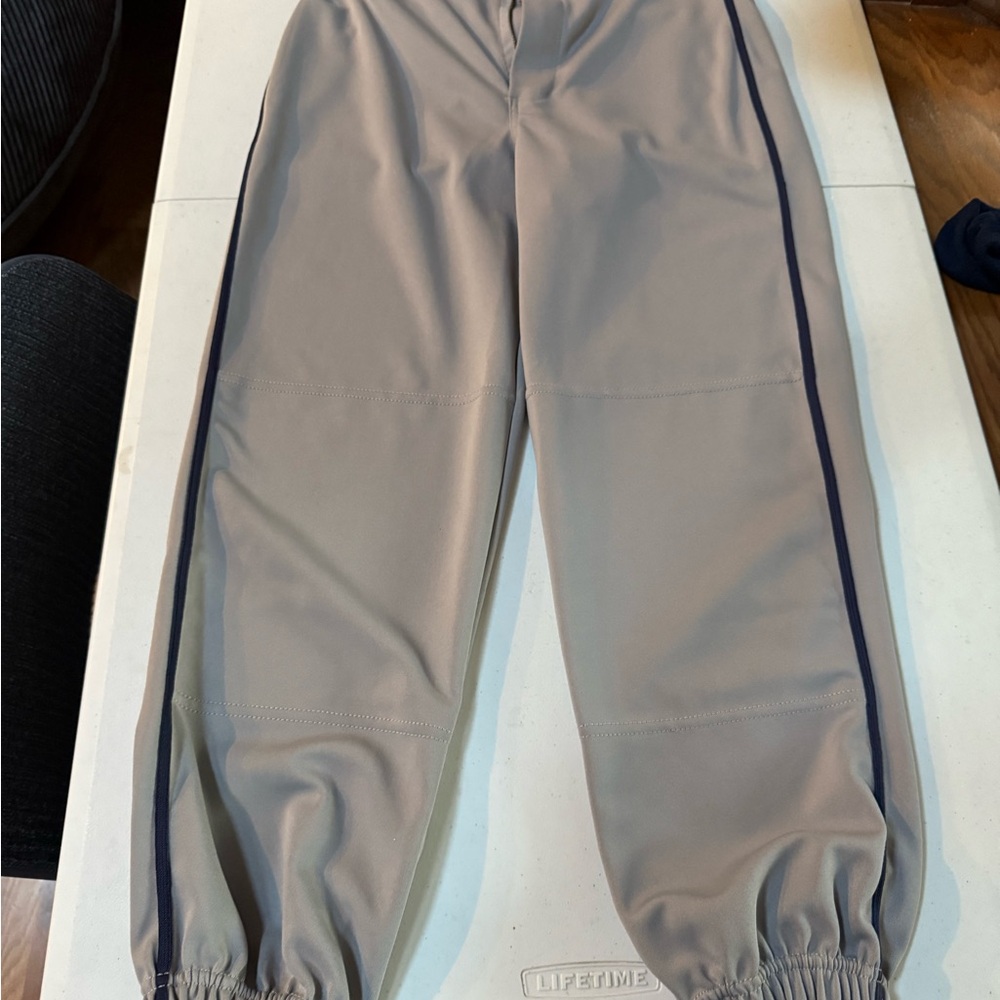 Grey baseball Pants with Navy Stripes